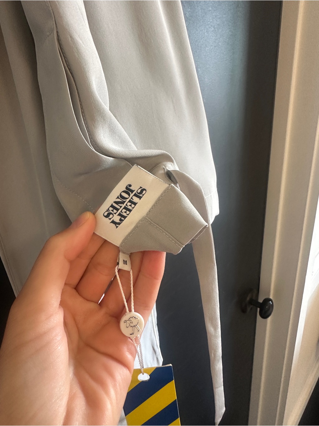 Sleepy Jones Marina Pajama Pants In Light Gray Silk — image 4 of 4